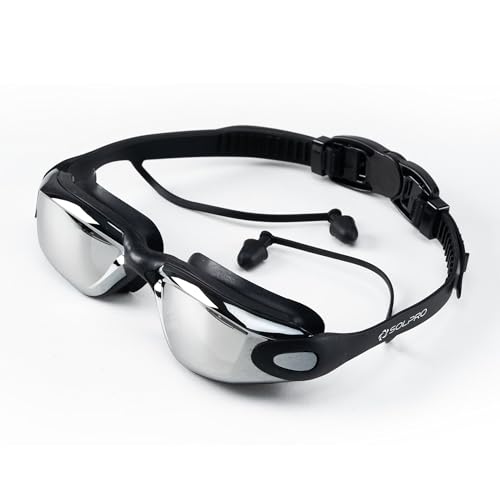 Image of Solpro Glide Vision Unisex Adult Swimming Goggles for Women,Men,Boys,Girls,Teenagers,Athletes,Swimmers|2 in 1 with Built In Earplugs for Training,Competition in Pool,Beach,Water Sport,Activties