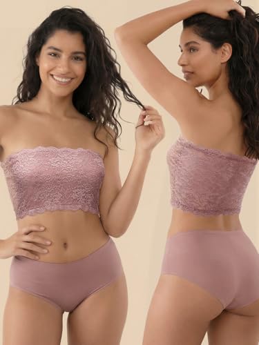 Image of Geyoga 6 Pieces Floral Lace Bralette Bandeau Bra for Women Girl Seamless Strapless Stretchy Tube Top