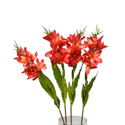 Künstliche tropische Canna-Lilie, Seide und Eisendraht, 108 cm lang, 2 Stück, ideal für private und gewerbliche Dekoration, symbolisiert Schönheit und Glück (rot)