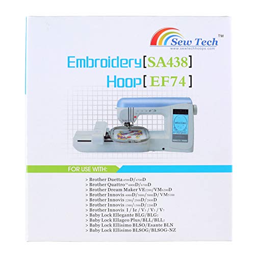 Image of Sew Tech Embroidery Hoops for Brother Innovis NQ1700E NQ1600E NQ1400E NQ3600D Dream Machine 2 VE2200 4000D 1500D V7 V5 VM5200 Stellaire XE1 Babylock Embroidery Machine Hoop (4x4-SA438)