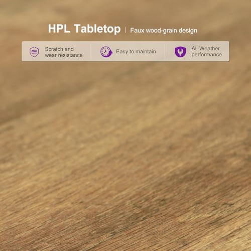 Image of PURPLE LEAF Outdoor Dining Set for 12 with HPL Table and Chairs Deep Teak