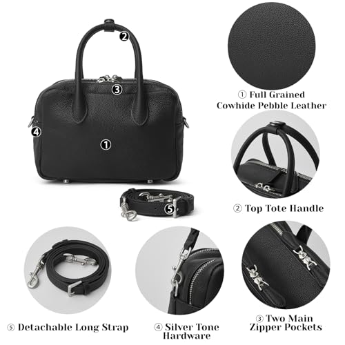 Bolso Satchel de Cuero Suave para Mujer con Dos Bolsillos y Correa Desmontable miniatura 3