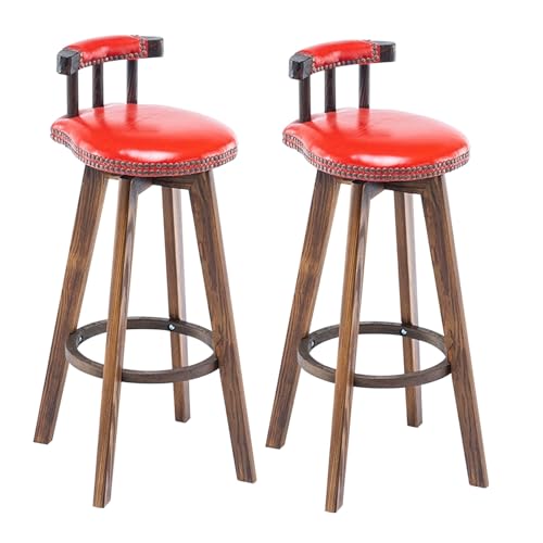 Bar Stools For Kitchen Island With Back Counter Height Bar Stools Swivel Barstool White/black/red Bar Chairs Set Of 1/2/3 Retro Barstools For Adults PU Leather Padded Seat For Pub Dining Coffee(Red+re