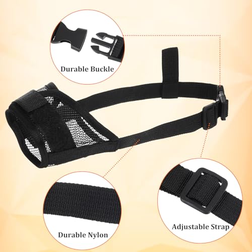 ElevateTech 3Pcs Dog Muzzle Soft Mesh Muzzle for Small Medium Large Dogs Adjustable Strap Breathable Dog Mouth Guard Anti Biting Barking Chewing Suitable Pets Walking Camping 3 Sizes (Black S M L) - Thumbnail 2