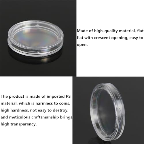 200 cápsulas protectoras redondas para monedas 21 mm plástico transparente miniatura 5