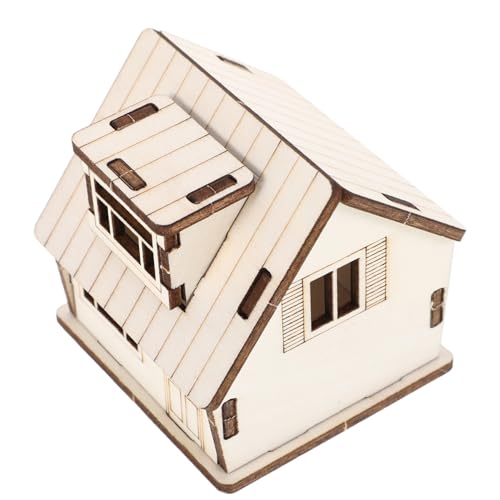 VICASKY ミニチュア木製の家モデル 家の装飾ミニ 小さな家 ミニハウス 建築モデル ミニチュアハウスキット ミニ家具飾り シーン モデル DIYミニチュアキット 木造住宅模型 Beige