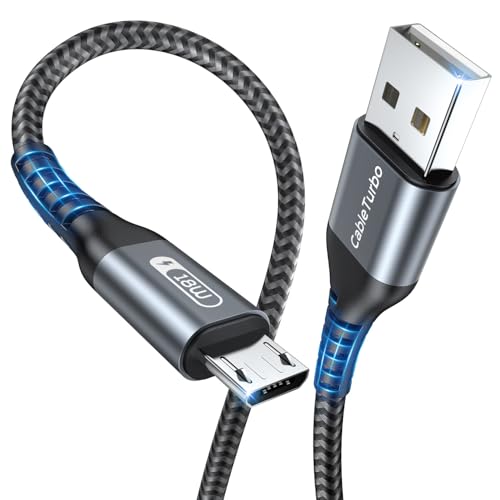 CableTurbo Micro USB Cable [2Pack 0.6m ] USB to Micro USB Lead USB 2.0 Fast Charger and Data Transfer Cable Compatible with Samsung Galaxy S7 S6 Tablet Kindle Camero Tv Stick and more