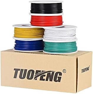 TUOFENG 22AWG PVC Electrical Wire Kit- 6 Different Colored 9 Meter spools- 22 Gauge Stranded Wire- Tinned Copper Hookup Wire Kit for DIY