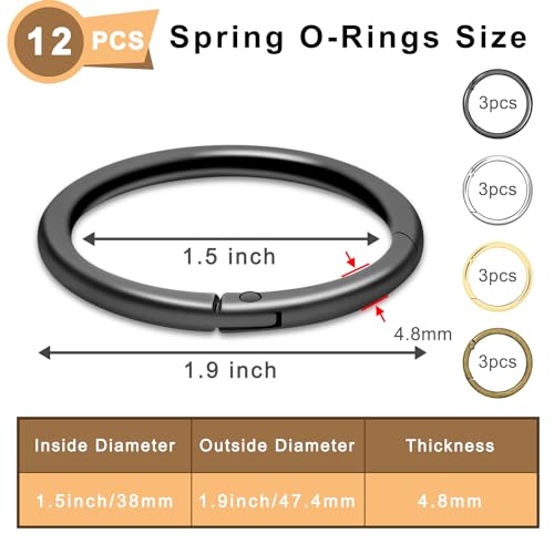 Image of CooBigo 10Pack 1-1 /2 inch inch Large Round Carabiner Clips, Metal Spring O Rings for Organizer Key Rings, Paracord Keychain Lanyard, Pet Chains, Purse Hardware, Key Snap Hooks DIY Accessory (Assorted)