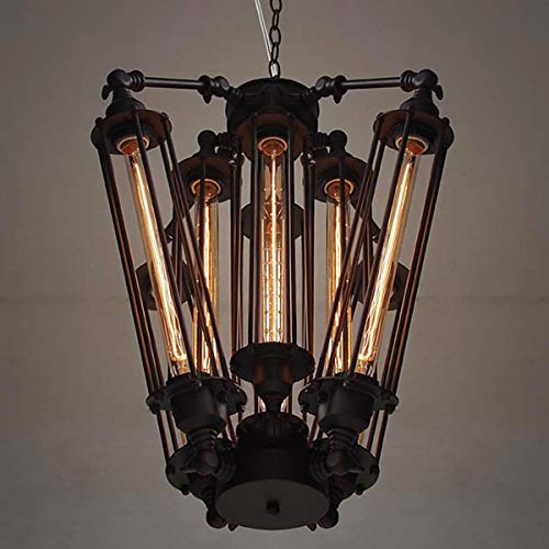 More Change Morechange Industrial Retro Chandelier Light Vintage Steampunk Ceiling Hanging Lighting Fixtures Loft Lamp Black Cage For Living Room Bar Restaurant (8-Light) #TOP3