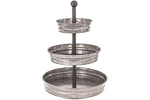 Three-tier metal tray stand: a farmhouse-inspired, rustic serving solution!