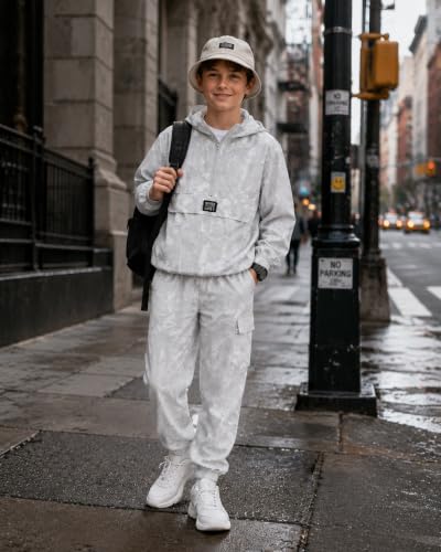 Image of Azmxynol Boys Clothes Kids Little Boy Color Block Half Zip Hoodie & Jogger Pants 2 Piece Outfit Set,4-12 Years