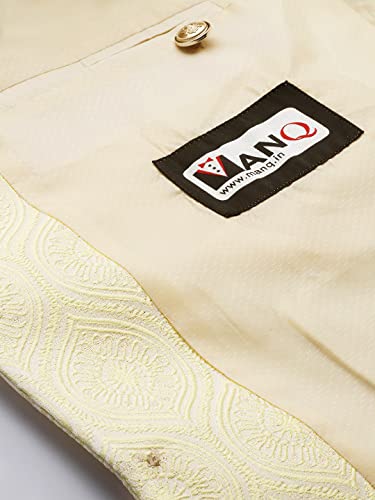 Image of MANQ Men Fawn Woven Jaquard Silk Nehru Jacket