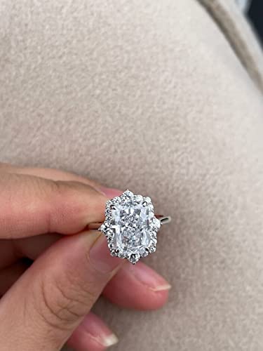 Phoenixjewel 2 Ct Radiant Cut Diamond Classic Halo Solitaire Engagement Rings For Women's 14K White Gold Over Wedding Ring 925 Sterling Silver Handmade Anniversary Ring Customized Promise Gift For Her #TOP4