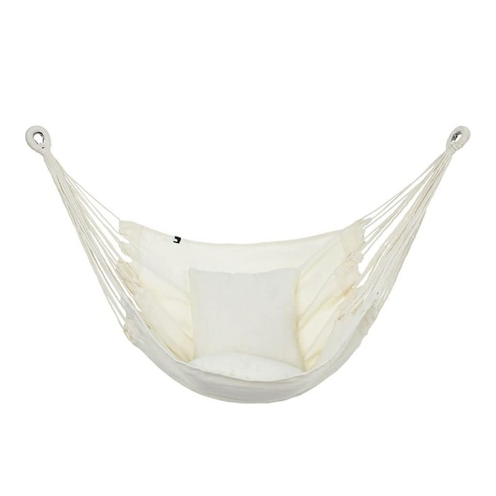 Hamaki Krzesło hamakowe Camping Huśtawka Hamak na zewnątrz i wewnątrz Wygodny i oddychający (Color : Bianco, Size : 130 * 100cm)