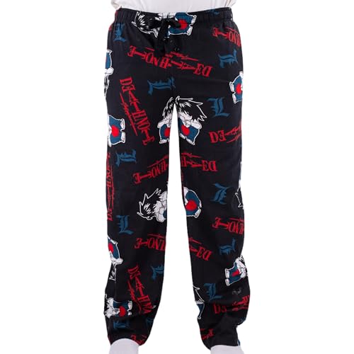 Ripple Junction Death Note Men’s Lounge Pants L Lawliet Chibi Super Deformed SD Anime Logo All Over Print Officially Licensed