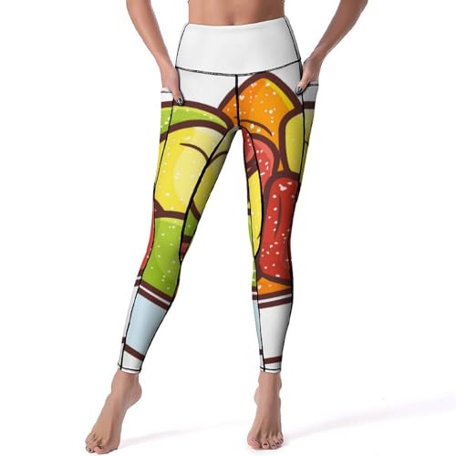Leggings pour fitness gym jogging Fruit De Couleur pantalon sport yoga taille haute femmes S
