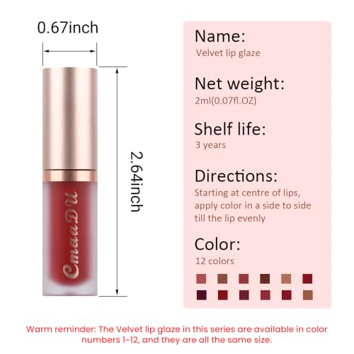 Image of evpct 1Pcs Ruby Brick Red Matte Liquid Lipstick Lip Gloss Glossy Set for Black Women 24 Hour Silky Velvet Lipstick labiales matte larga duracion mate 24 horas originales 08#