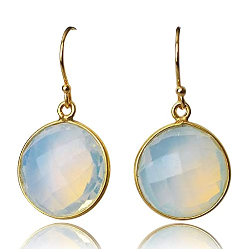 Opalite Earrings, October Birthstone Earrings, Mother's Day Gift, Round, Sterling Silver or 14K Gold Fill, Opal Jewelry, Wife Gift, Bridesmaid Gift