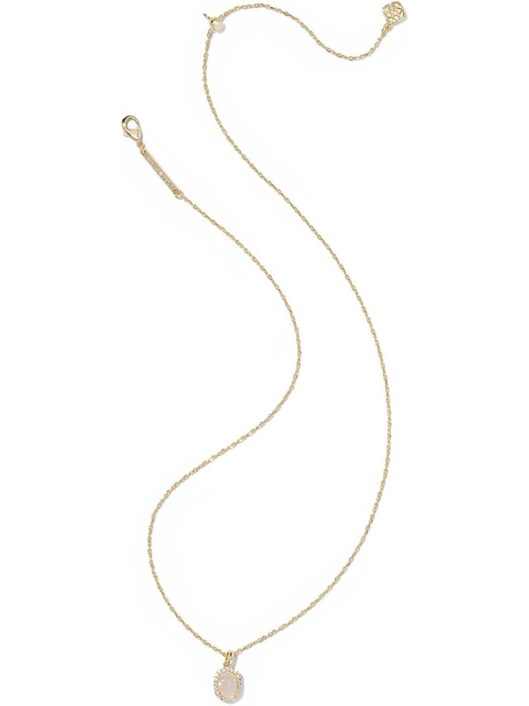 Gold Kendra Scott Daphne Crystal Frame Short Pendant Necklace