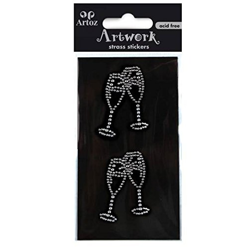 Weddix 'Rhinestone Stickers – Artwork Champagne Glasses – Long Live The Happy Couple.