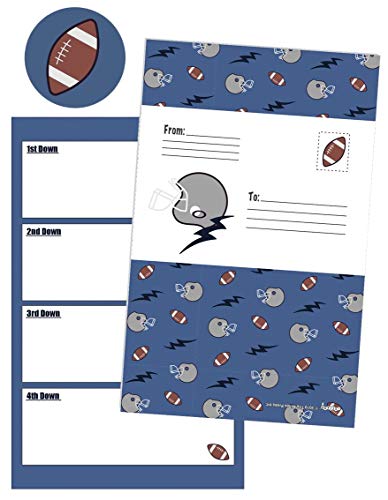 Image of iscream Fold and Send Boys Stationery Note Cards with Seals - Grid Iron | 8 Pack, Fun Print, Large Format 8.7 inch x 5.4 inch Cards, Sturdy Lenticular Picture Changing Stickers, Summer Camp Ready