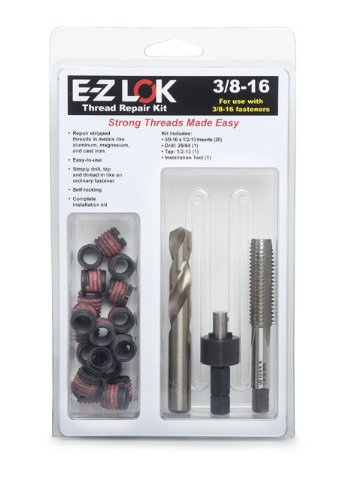 E-Z LOK Threaded Inserts For Metal; Installation Kit; Carbon Steel; Includes 3/8-16 Thin Wall inserts, drill, tap, installation tool