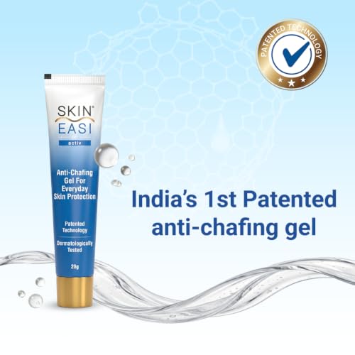 Image of SkinEasi activ Silicone-Based Anti-Chafing Gel for Men & Women 20g | Prevents & Relieves Thigh Burn, Blisters, Nipple Bleeds, Groin Rash, Underarm & Under Bra Rash, Jock Itch | Dermatologically Tested