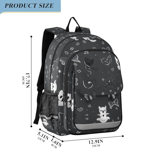 personalized kids backpacks for girls 8-12： casual bookbag for college in assorted colors - Black Bow and2