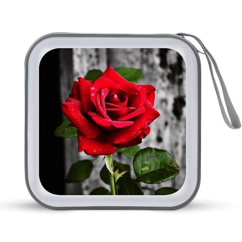 Boîtier CD zippé fleurs roses 40 fiches étui de stockage plastique compact