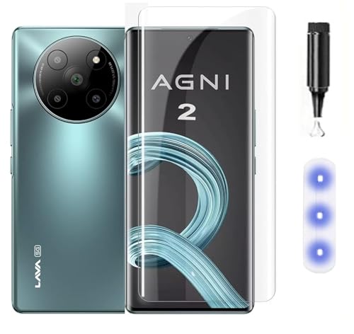 Image of MACLEN Ultra Premium HD Adavnced Glue UV Curved Tempered Glass for Lava Agni 2 5G | With HD clearity full curved edge protection and Installation Kit