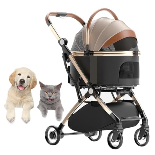 Poussette pliable pour chien avec sac séparable et housse de pluie