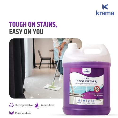 Image of Krama 3 in 1 Anti Flies, Anti Mosquito & Anti Bacteria Disinfectant Floor Cleaner 20Ltr Pack | Lavender Infused | Eco-Friendly, Biodegradable & Paraben Free Germs Protection Floor Cleaner Big Pack