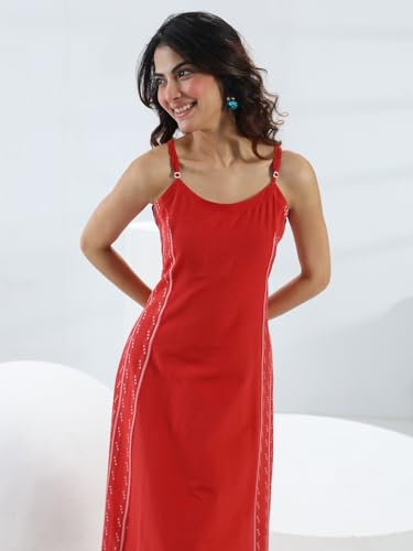 Image of Printed Cotton Blend A Line Dress