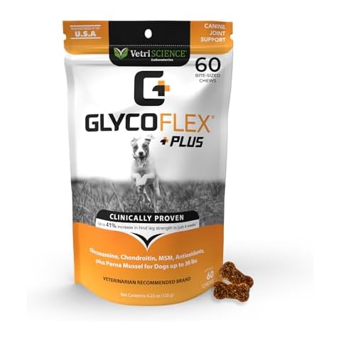 VetriScience GlycoFlex Plus Hip and Joint Supplement for Small Dogs - Extra-Strength Joint Support Chews for Dogs Under 30 Pounds, with Green Lipped Mussel, Chondroitin, and Glucosamine for Dogs Cover