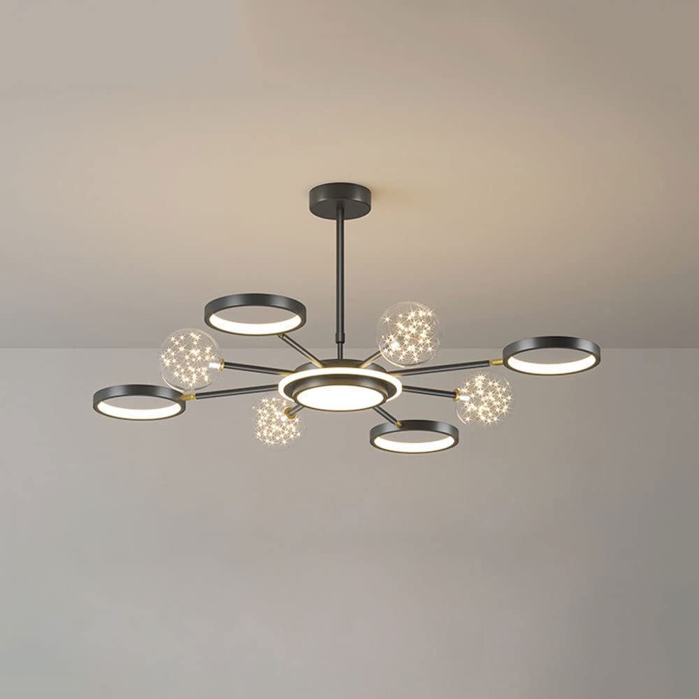 Plafonnier LED Suspendu Moderne pour Enlever les Ombres du Salon avec 6 Lumières