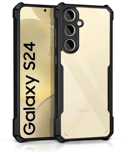 Image of WOW IMAGINE Shock Proof Clear Protective Back Case for Samsung Galaxy S24 5G - AirEDGE Technology | 360 Degree Camera Protection | Transparent Hybrid Back Case Mobile Cover - Black