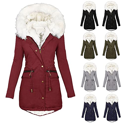 Women's Warm Winter Coat Snow Ski Jacket Fleece Lined Military Jacket Women Faux Fur Hooded Coat Puffer Down Jacket4