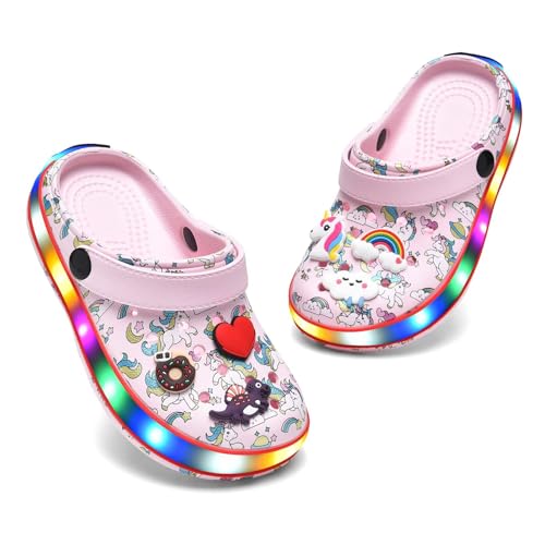 Image of XPKWS Toddler Kids Clogs Boys Girls LED Garden Shoes Light up Sandals Slip on Quick Dry Beach Slippers