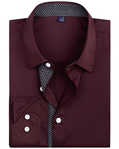 Alimens & Gentle Men's Dress Shirts Long Sleeve Stretch Wrinkle-Free Business Casual Collar Contrast Button Down Shirt2