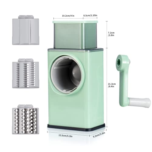 Edefisy Rotary Cheese Grater Shredder - 3 Interchangeable Blades, Kitchen Manual Speed Slicer With Handle Strong Suction Base For Potato, Carrot, Vegetables, Nuts, Zucchini #TOP5