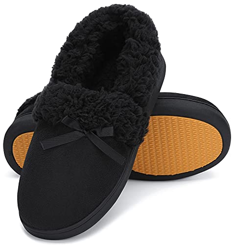 Mishansha Zapatillas de Estar por Casa Mujer Invierno Cálidas Suave Pantuflas Espuma de Memoria Cómodas Zapatillas Casa Otoño Mullida Ligeras, Onyx Black 40 EU Cover