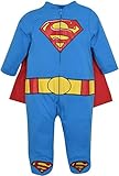 WARNER BROS DC Comics Justice League Superman Newborn Baby Boys Zip Up Costume Coverall and Cape 6-9 Months