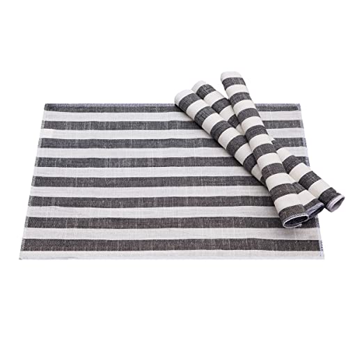 Sets de table rectangulaires mookaitedecor en coton et lin noir - 2