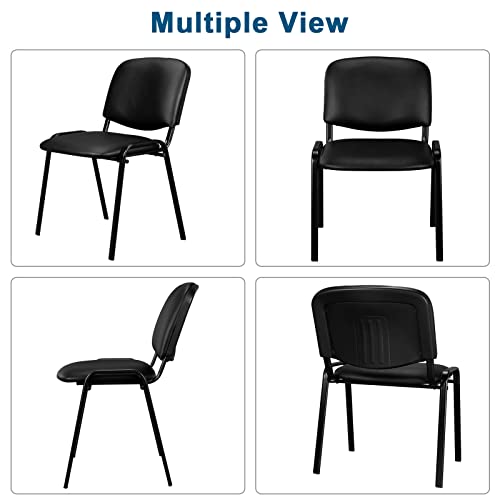 Image of VINGLI 5-Set Waiting Room Chairs, Stackable Chair for Office, PU-Black