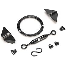 Anti Sag Gate Kit for Wooden Fence Gate, Anti-Sagging Gate Support Cable Kit in Zinc, Door Repair Kit for Outdoor, Anti-Sag Frame Fence Gate Kit Steel Gate Hardware, Black, 1 Pack