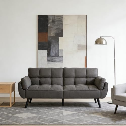 Canapé 3 Places 191 cm Lin Gris Foncé JDS9193 JIEXI