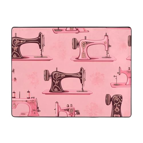 Tapis rose résistant à l'usure motif machine à coudre rétro 160x121 - 2