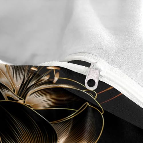 Housse de Couette 140x200 Fleur Dorée Parure Lit Single Microfibre Douce - 8