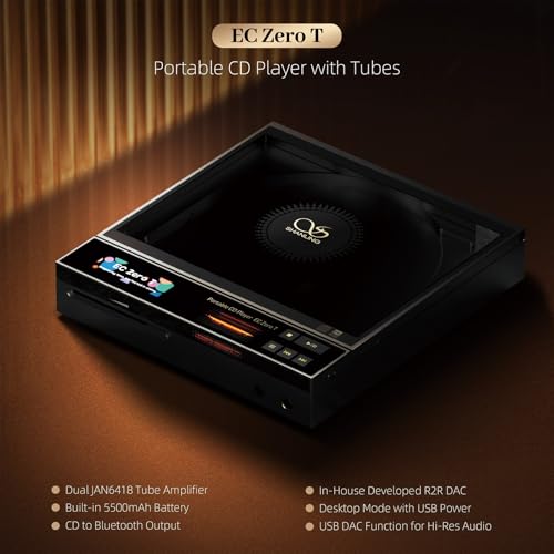 Image of SHANLING EC Zero T Portable HiFi CD Player,The First R2R DAC+Dual JAN6418 Tubes CD Player,768kHz /32bit,DSD512,Support HD Bluetooth,3.5 /4.4mm /Coaxial /LINE Output,Supports CD Ripping,5500mAh Battery
